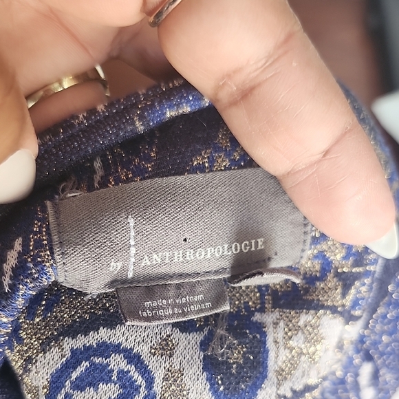 Anthropologie Blue Top Short Sleeve Blouse - Picture 7 of 9